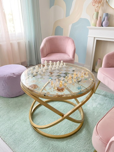 Plateau de Table Échiquier en Résine "Dolce Vita" — 50 cm – Image 3