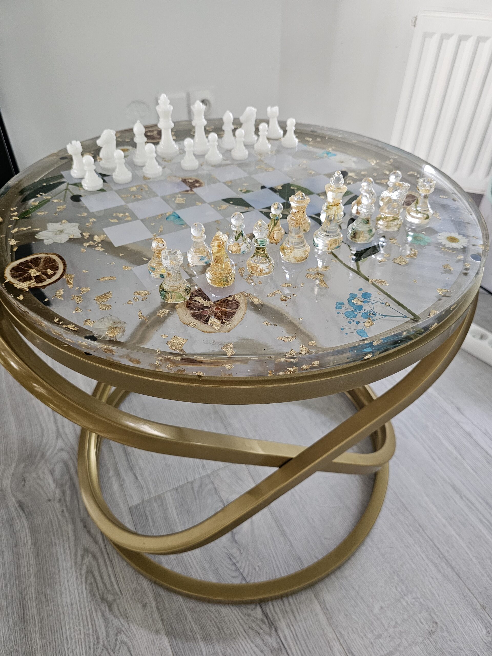 Plateau de Table Échiquier en Résine "Dolce Vita" — 50 cm